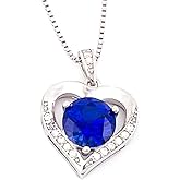 HANDMADE 2.8 carat Diamond and Sapphire Heart Pendant Necklace for women Natural Sapphire Heart Necklace gift for Her Women Fine Jewellery White Gold 18k Sterling Silver Valentine Sapphire Anniversary