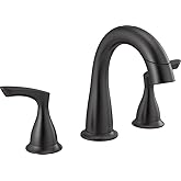 Delta Broadmoor Matte Black Bathroom Faucet with Sprayer, 8 Inch 3 Hole Widespread Bathroom Sink Faucet with Pull Out Sprayer, Push-Pop Drain, Matte Black 35765LF-BLPD