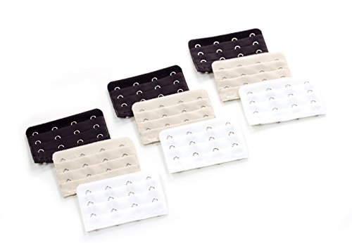 4-hook Bra Extender (9-Pack: 3 Black, 3 White and 3 Beige)