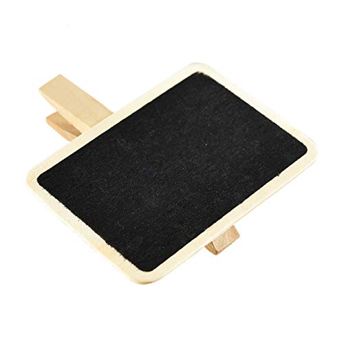 WEFOO Set of 30 Rectangle Wood Mini Chalkboard Clip Wooden Message Board Tag Signs for Wedding Party Decor, Note Taking, Memo, Food Label,Black,2.9 x 2.6 x 0.5 inches - Thumbnail 5