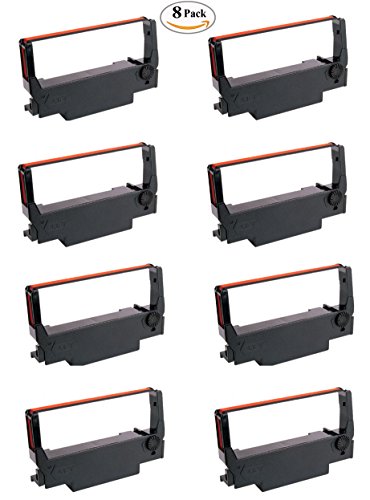 MARS POS Ribbons Compatible with Epson ERC30BR ERC34BR ERC38BR Ribbon (Black Red, 8 Pack)