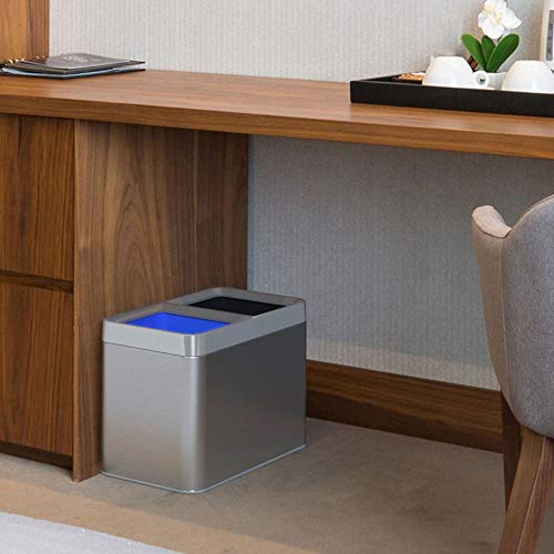 image for iTouchless Dual Compartment Slim Open Top Waste Bin for Trash Can & Re