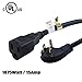 FIRMERST 1875W Low Profile Flat Plug 2Ft Extension Cord 14AWG 15A Black