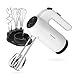 SHARDOR Hand Mixer Electric with 6 Stainless Steel Attachments (2 Beaters,2 Dough Hooks,2 Whisks) and a Storage Case, Handhold Kitchen Mixer,White