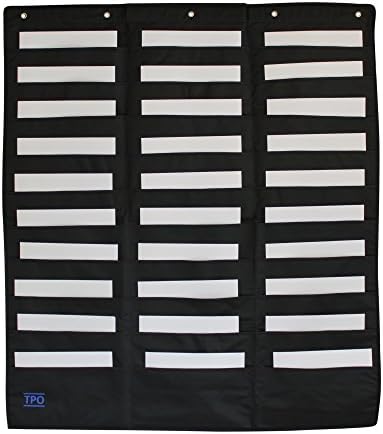 30 Pocket Chart, Hanging Wall/Door File Storage Organizer with Metal Hanging Hooks - for Classrooms, Office, Mail, Waiting Room, Scrapbooking, Records/Vinyl, Hobby Tools, and More