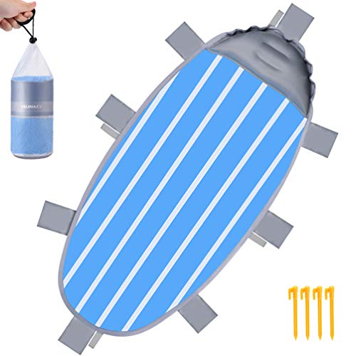 RUNACC Sand Free Beach Blanket, 2-in-1 Waterproof Picnic Outdoor Mat Sleeping Pad, Integrated Inflatable Pillow Design for Travel Camping Hiking, 7.02´ x 3.08´ ft