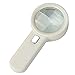 10X Handheld Reading Loupe Magnifier with 10 LED Light (Plastic and Glass, White, within 2 Batteries) Llluminated Magnifying Glass for Macular Degeneration, Craft and Hobby