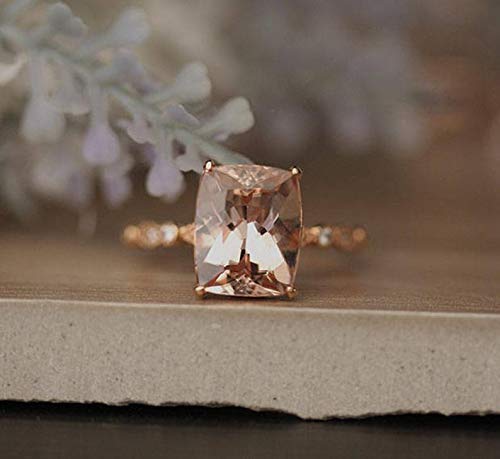 Amazon Com 9x11mm Cushion Cut Pink Morganite 14k Rose Gold