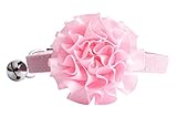 Designer Breakaway Cat Collar with Bell Soft Cloth Flower Ball Adjustable Velvet Kitty Puppy Dog Necklace Light Pink