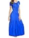 Meaneor Women Boho Cap Sleeve Smocked Waist Tiered Renaissance Summer Maxi Dress Blue XL
