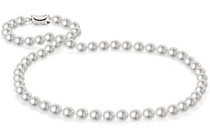 HUWODY Round White Simulated Shell Pearl Necklace 16"-24" Length Unisex Pearl Strand for Women and Men