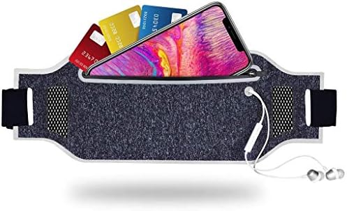 Tenplus Running Belt Waist Pack Compatible Wiko Getaway 5", Ultra-Slim Waterproof Reflective Fanny Pack with Adjustable Elastic Strap, Headphone Jack for Travel Workout Jogging (Silver)