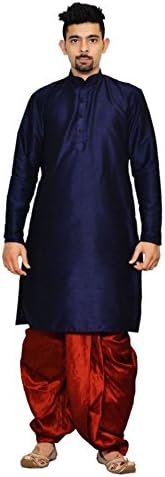 ZORAVO Men NAVY BLUE Kurta with Maroon Dhoti