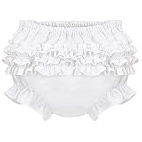 Baby Girl Ruffle Panty Diaper Covers - White Bloomers, 18M