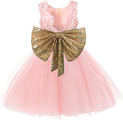OURDREAM Baby Flower Girl Dress for Wedding Toddler Girls Pageant Dresses Backless Size 12M (Pink01,80)