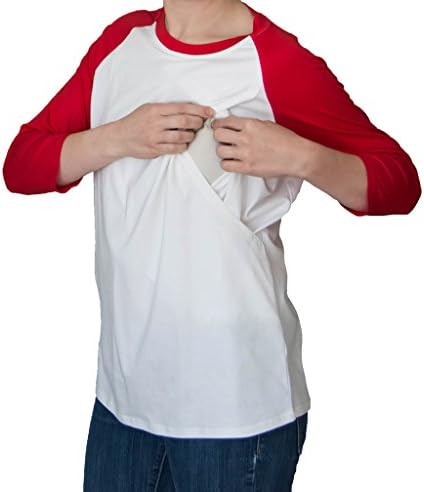 Women's Breastfeeding and Nursing Top Tee Baseball T-shirt (Extra Large)