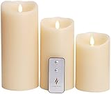 Flameless Candle with Remote & Timer 3.5-Inch by 5/7/9-Inch Pillar Candle with Moving Wick,Ivory