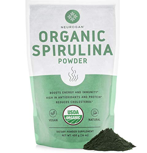 Neurogan Spirulina Powder Organic - 16 oz, Nutrient Dense Superfood, Packed with Vegan Protein, Essential Amino Acids, Fiber, Vitamins & Minerals - Non-Irradiated, Non-GMO, Vegan, 100% Raw & Pure