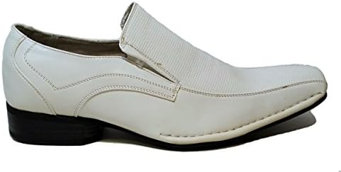 Bonafini Men's G-207 Classic Slip on Dress Loafers Shoes White Size 8