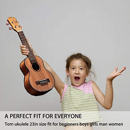 Concert Ukulele, Learn to Play Ukulele 23 inch Bundle with Sapele Gig Bag Tuner Strap Backup String and Instruction Booklet Starter Uke Kit Hawaiian Guitar Professional Tom Ukulele for Beginner