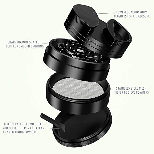 iRainy [Large 3 Inches] Spice Herb Grinder with Pollen Catcher, 4