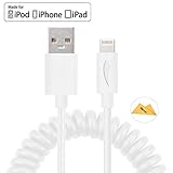 [Apple MFi Certified] Yellowknife® 3.3ft 1m Durable Portable Travel Flexible Spring Coiled Cord Lightning USB Sync Charging Cable for Apple iPhone 6 Plus / 6s Plus / 6s / 6, iPhone 5 / 5s / 5c, iPad Mini 2 / 3, iPad 4 / Air, iPod touch 5th gen, nano 7th gen with OAproda Wipe Cloth (Extra Strong, White)