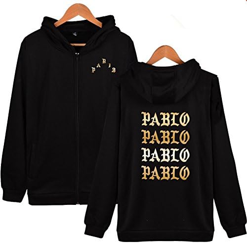 HuntieX I FEEL LIKE PABLO New Hoodies Men/Women Fashion Casual Cap Zipper Sweatshirt Hiphop Streetwear black M