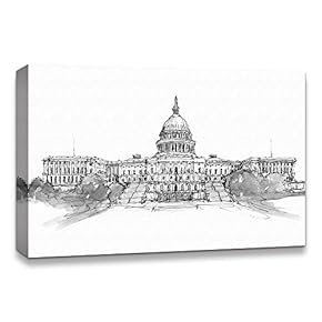 Canvas Wall Art Freehand Sketching of Scenery Pictures Home Wall Decorations for Bedroom Living Room Paintings Canvas Prints Framed - 12x18 inches