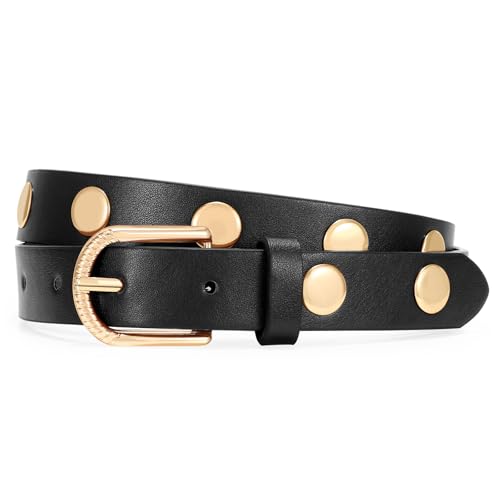 Studded Belt For Women Skinny Leather Belt Fashion Punk Thin Ladies Belt New Ayliss Women Punk Leather Belt Skinny Studded Thin Waist  main image 2