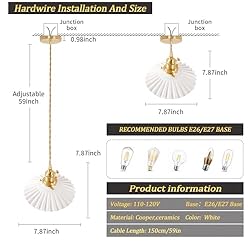 Shenmoyl Pendant Light with White Pleated Ceramic