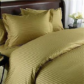 Egyptian Bedding 1000 Thread Count Queen Siberian Goose Down Comforter 8 PC 1000TC Bed in a Bag, Brown Damask Stripe 1000 TC