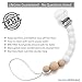 Ali+Oli Silicone Bead Pacifier Clip for Baby Girl or Boy (White Wood) Binky Soother Holder Leash, BPA Free, Keeps Teethers Safe, Chupetes para Bebes