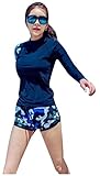 Ilishop Women's UV Sun Protection Long-Sleeve Crew Rashguard 2016 Rash Guards Set Black M-US0-2