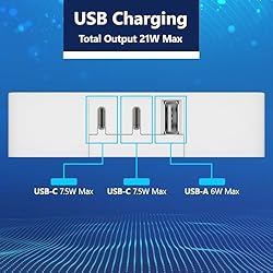 LIDER Outlet Extender with 6 Receptacles, USB-A and