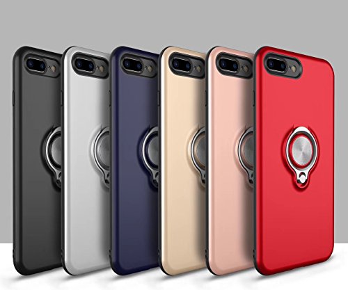 Cover for iPhone 6 Plus Case, 2 in 1 360 Degree Ring Stand Dual Layer TPU Silicone Rubber Bumper Shockproof Support Magnetic Car Mount Holder Thin Case for Apple iPhone 6s Plus (4, iPhone 6 Plus)