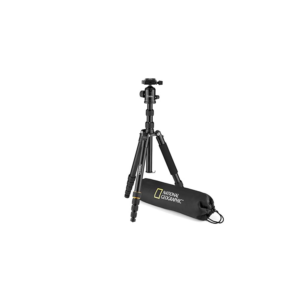 National Geographic NGTR002T – Kit Treppiede E Monopiede In Alluminio, 5 Sezioni, Carico 8kg, Testa A Sfera E Sacca