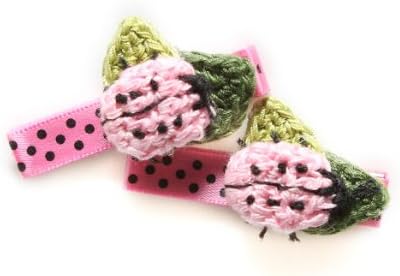 Best of Chums Hair Accessories Crochet Lady Bug Hair Clip (Pink)