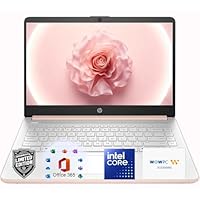 HP 14″Rose Gold Lightweight Laptop, with Office 365 & Copilot AI, Intel Processor, 4GB RAM Memory, 64GB SSD + 1TB Cloud Storage
