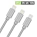 iPhone Charger, Rywell 3Pcs 3ft/6ft/10ft Durable Nylon Braided Lightning Cord to USB Charging Cable for iPhone 7 7 Plus SE 6 6s 6 Plus 5 5s iPad 4 Mini Air iPod Nano 7 iPod Touch 5(Gray)