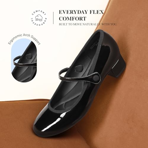 DREAM PAIRS Women's Comfortable Dress Shoes Thick Low Heels Mary Jane Slip on Round Toe Casual Cute Work Shoes