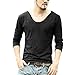 Zbrany Men's Fitted Tops Scoop Neck Long Sleeve T Shirts With Cut Off Border Colour Black Size L