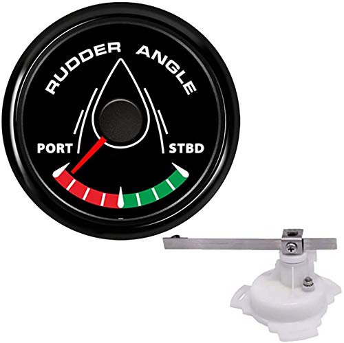 KAOLALI 52mm Boat Marine Rudder Angle Indicator Waterproof 0-190 ohm with Rudder Angle Sensor 8 Color Backlight 12V/24V (Black)