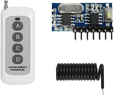 QIACHIP 433MHz Wireless Remote Control Switch Mini Receiver and 4-button Transmitter Module Kit RX480e 4 Channel Output with 656 FT Long-distance