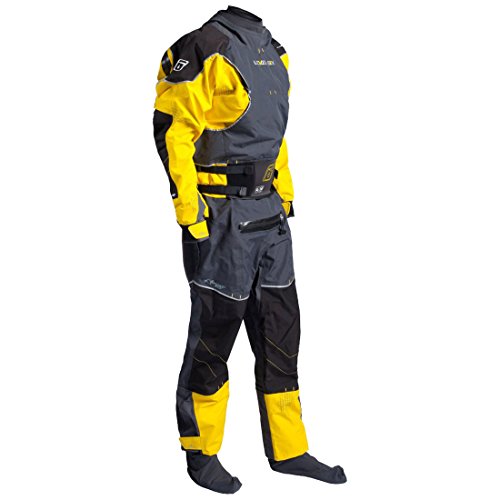 Level Six Emperor 3.0 Ply Drysuit, X-Small, Bright Yellow/Charcoal