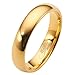 6mm Gold Plated Polished Tungsten Carbide Wedding Ring Classic Half Dome Band
