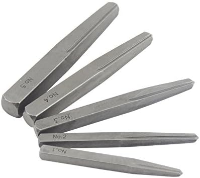Wisdomen 5Pcs Damaged Screw Extractor Set Bolt Stud Square Drill Remover Tool