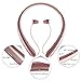 Bluetooth Neckband Retractable Headphones, Wireless Sweatproof Sports Headset Earbuds In ear Stereo Noise Cancelling Earphone with Mic for iPhone X/8/7/6 and Android by Ashipher (Gold)