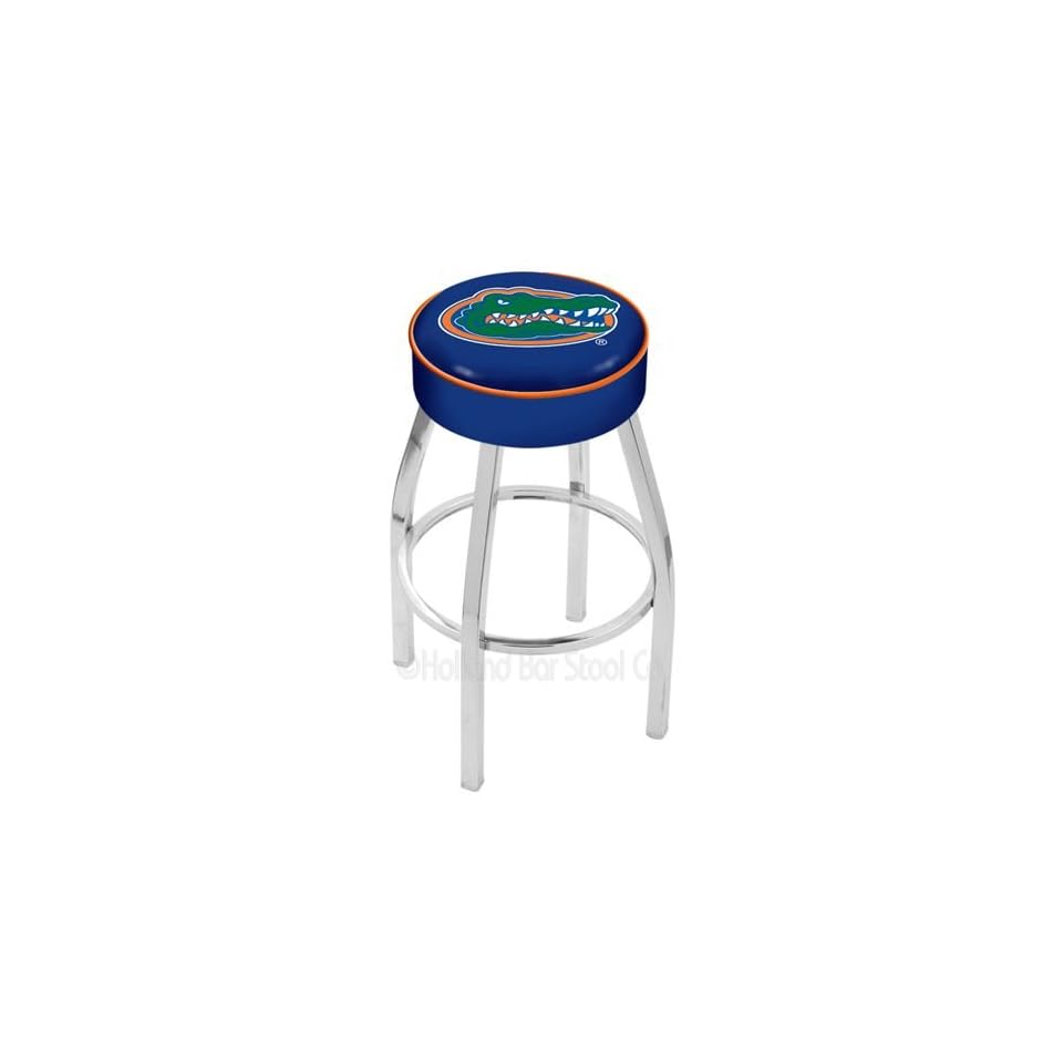 Florida Gators Logo Chrome Swivel Bar Stool Base with 4 Cushion Seat on
