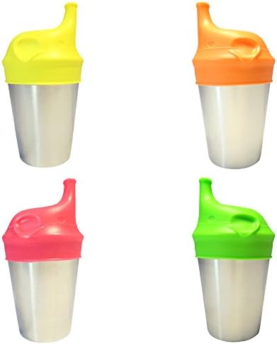 Stainless Steel Sippy Cups For Toddlers &amp; Kids With Silicone Sippy Cup Lids 8.5oz USA Lab Tested BPA-Free FDA-Approved Elephant (4-Pack)