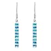 Sterling Silver Created Blue Opal Vertical Bar Dangle Earrings